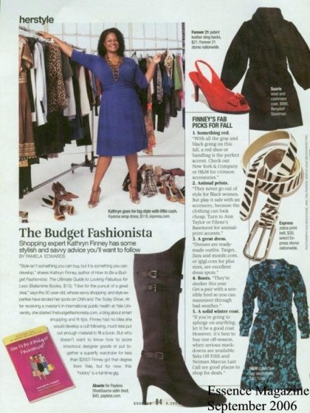 Kathryn Finney featured in Essence Magazine, September 2006, as The Budget Fashionista